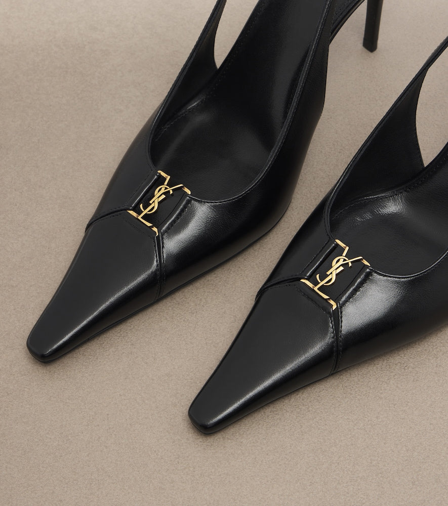 Saint Laurent Cassandre leather slingback pumps in Black - High-Heel Pumps
