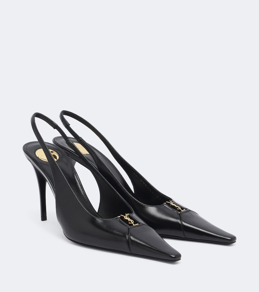 Saint Laurent Cassandre leather slingback pumps in Black - High-Heel Pumps