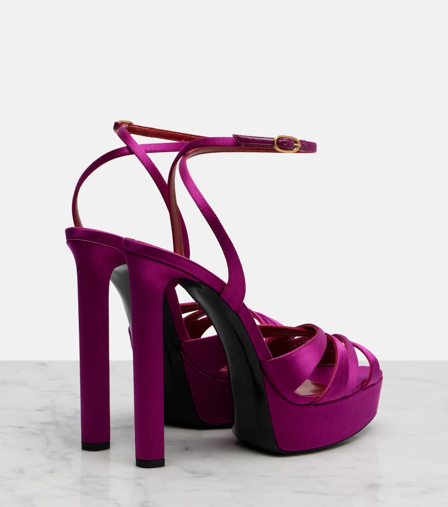 Saint Laurent Chandelle crepe satin sandals (Purple) - Heeled Sandals