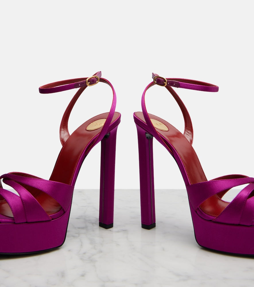 Saint Laurent Chandelle crepe satin sandals (Purple) - Heeled Sandals
