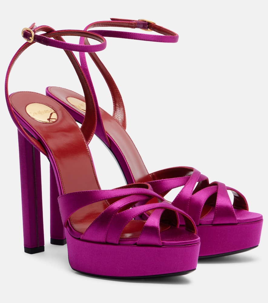 Saint Laurent Chandelle crepe satin sandals (Purple) - Heeled Sandals
