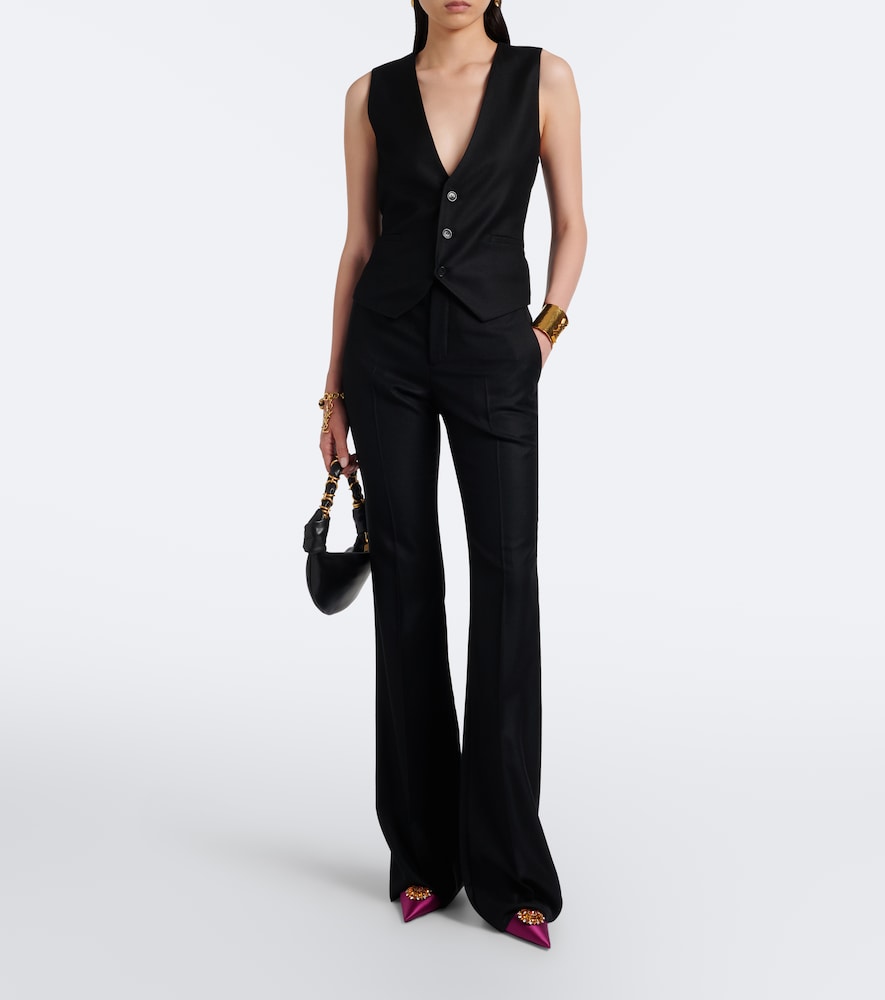 Saint Laurent Cosmo embellished satin crepe mules - Purple High-Heel Pumps