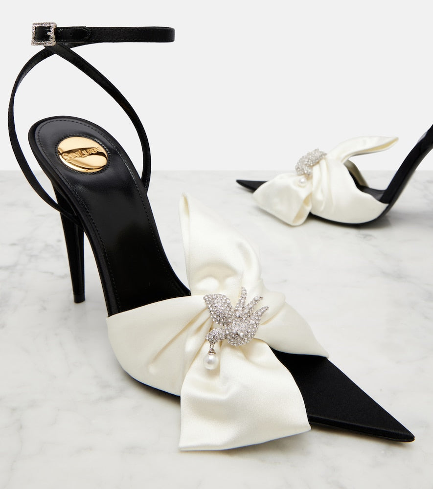 Saint Laurent Dove embellished sandals - Black High-Heel Sandals
