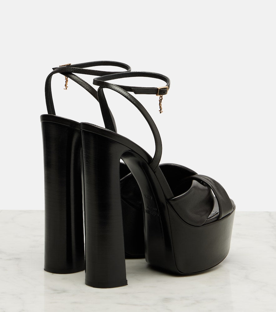 Brown Saint Laurent Franciane 105 leather platform sandals - Heeled Sandals