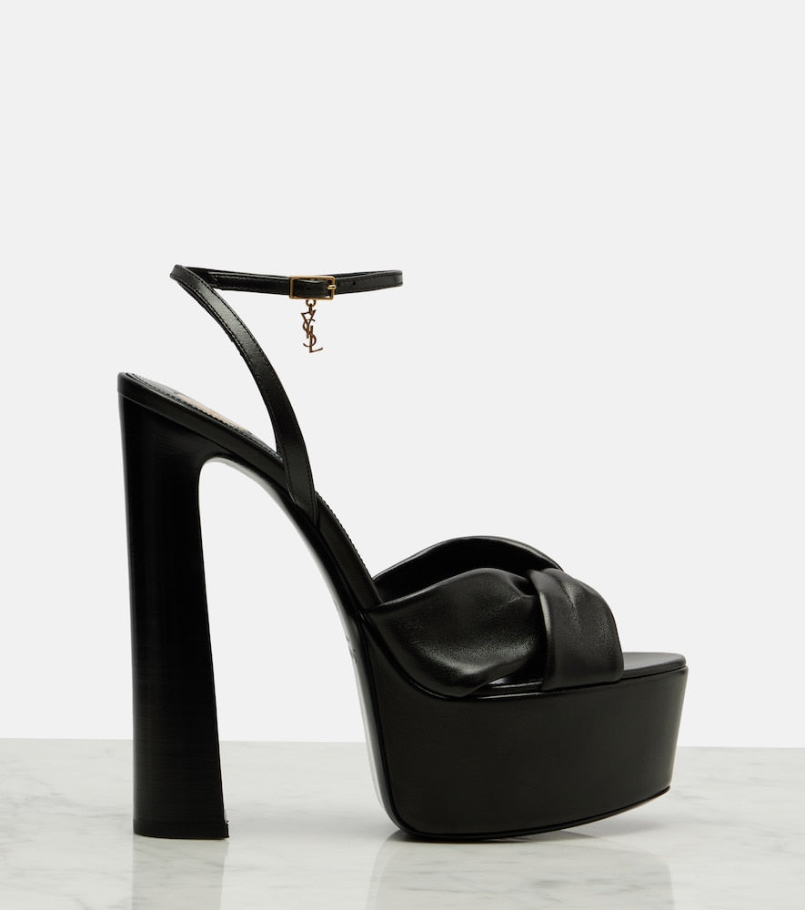 Brown Saint Laurent Franciane 105 leather platform sandals - Heeled Sandals
