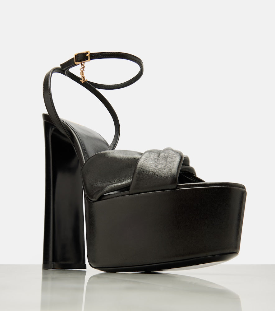 Brown Saint Laurent Franciane 105 leather platform sandals - Heeled Sandals