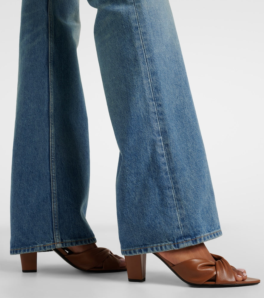 Brown Saint Laurent Franciane 75 leather mules - Heeled Sandals