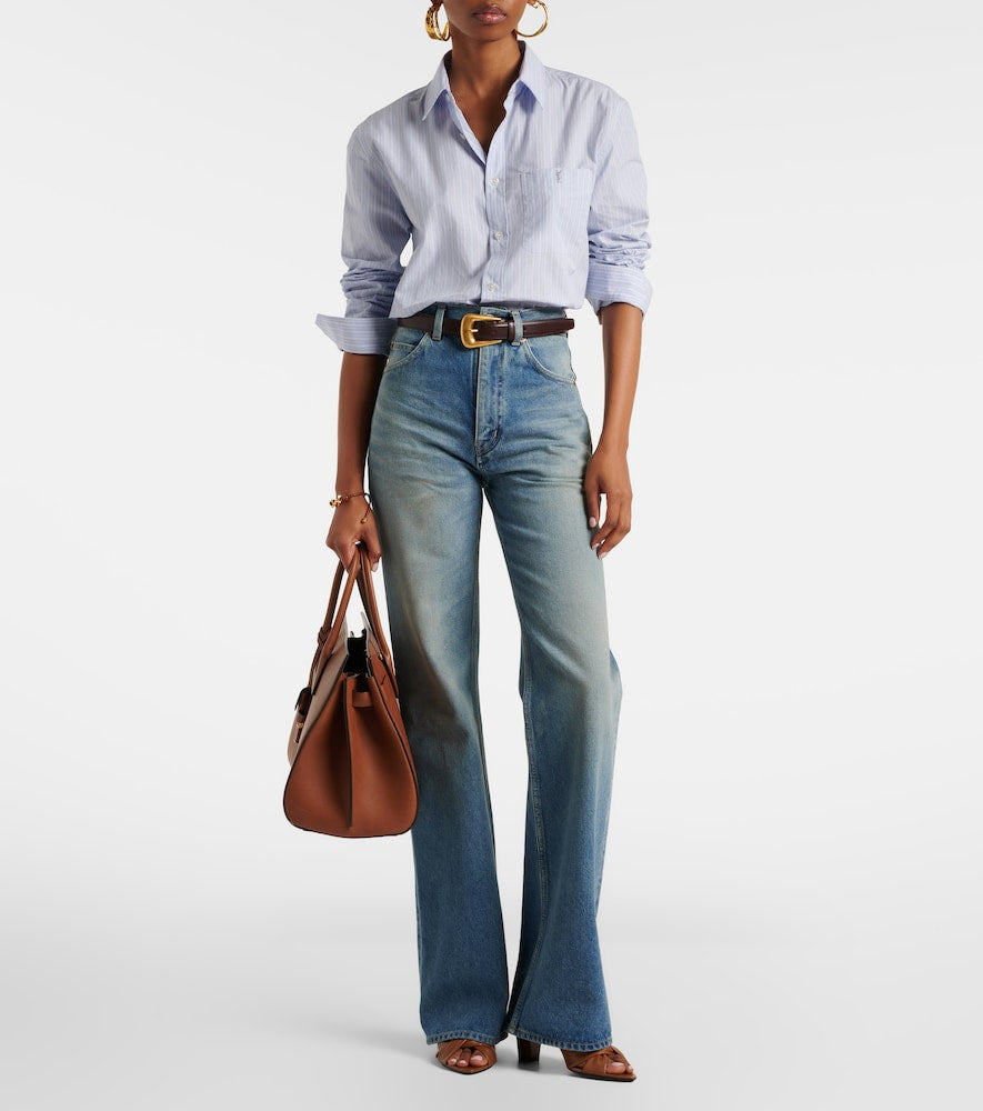 Brown Saint Laurent Franciane 75 leather mules - Heeled Sandals