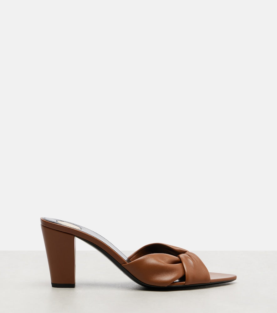 Brown Saint Laurent Franciane 75 leather mules - Heeled Sandals