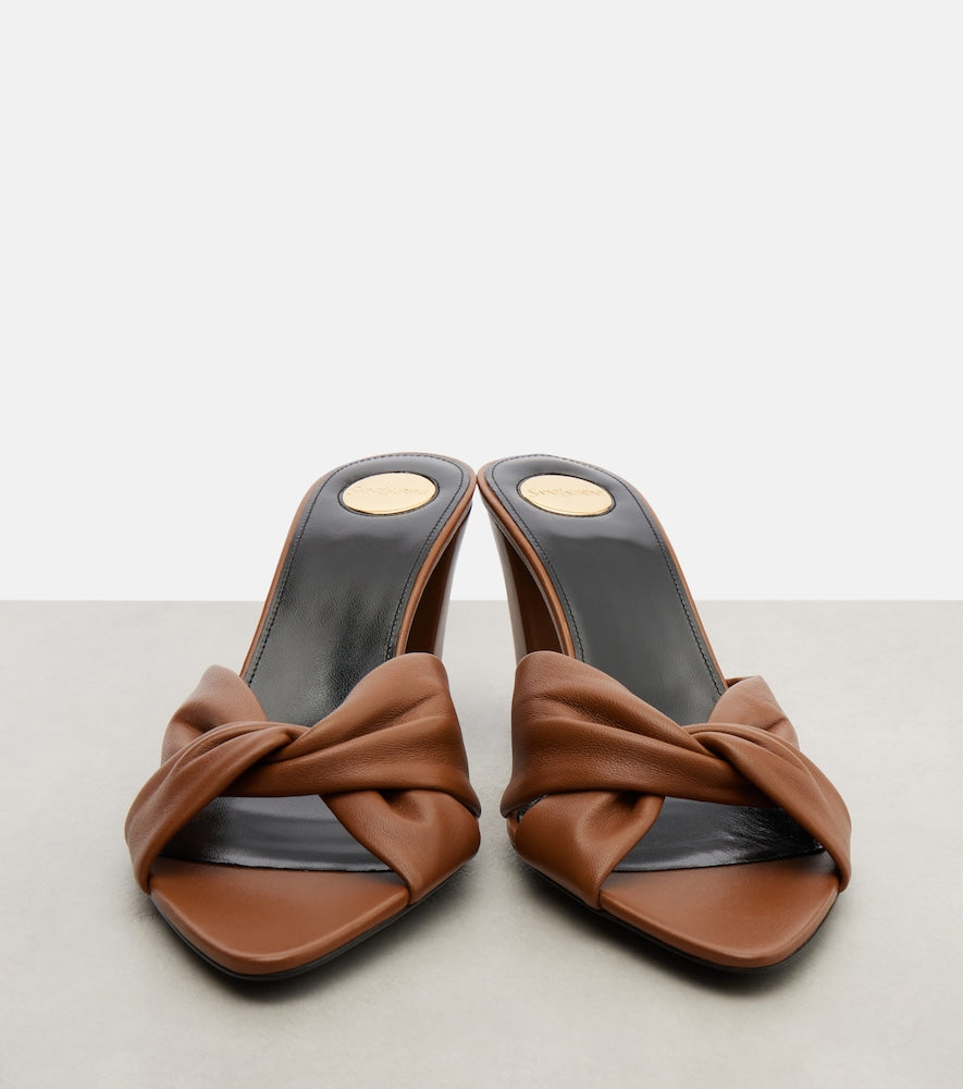 Brown Saint Laurent Franciane 75 leather mules - Heeled Sandals