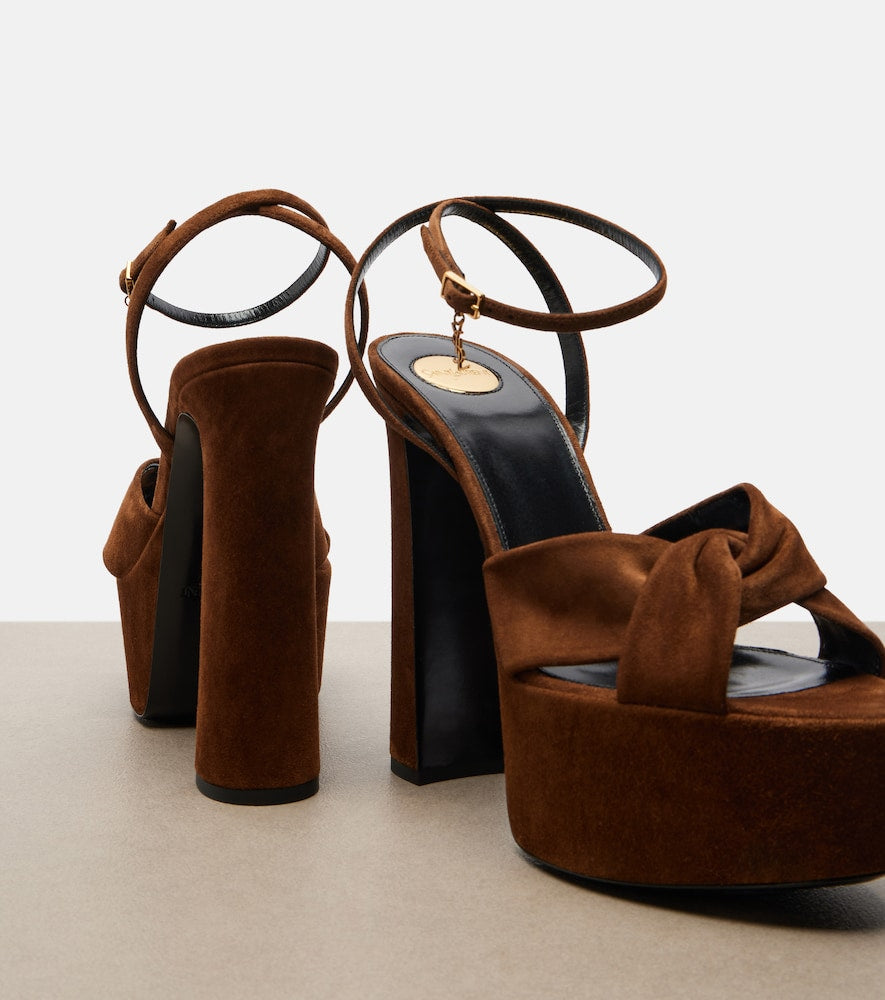 Saint Laurent Franciane leather platform sandals (Brown) - Heeled Sandals