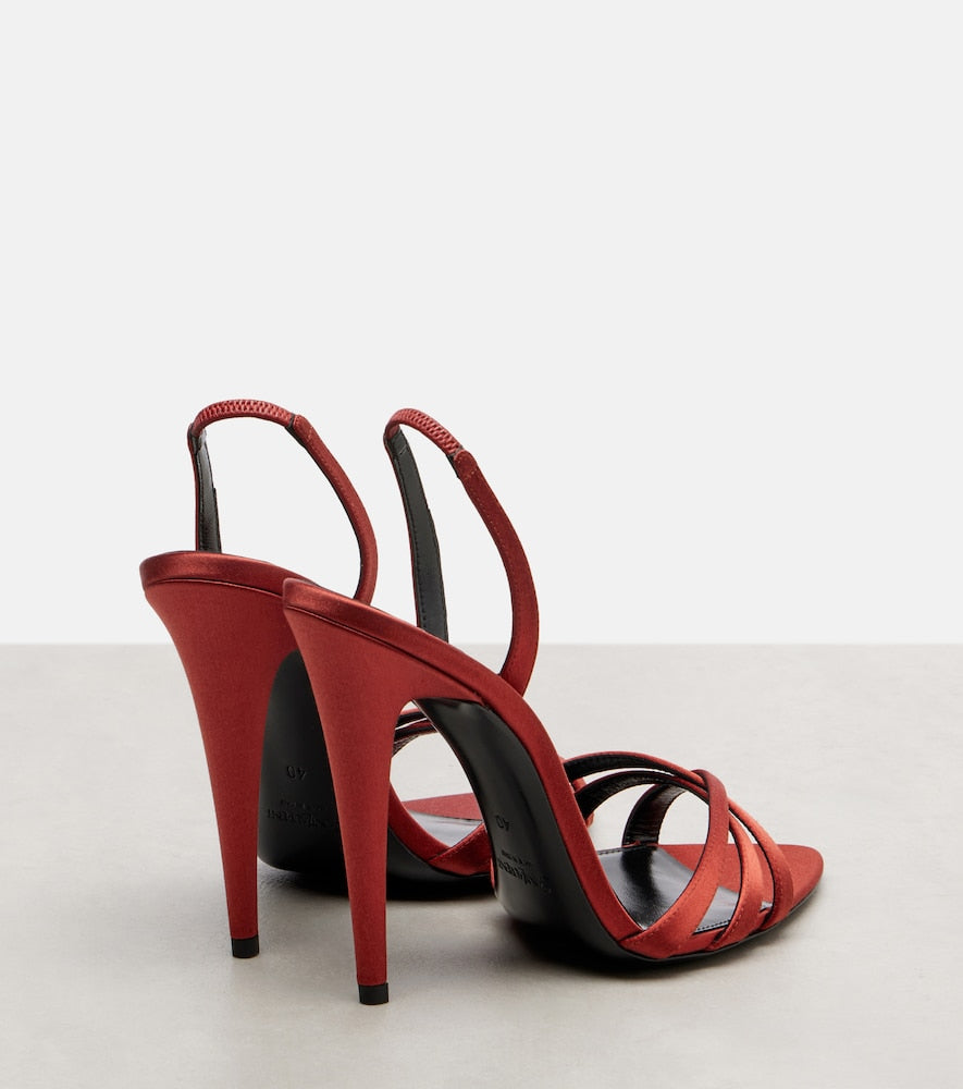 Saint Laurent Kate crepe satin slingback sandals (Red) - Heeled Sandals