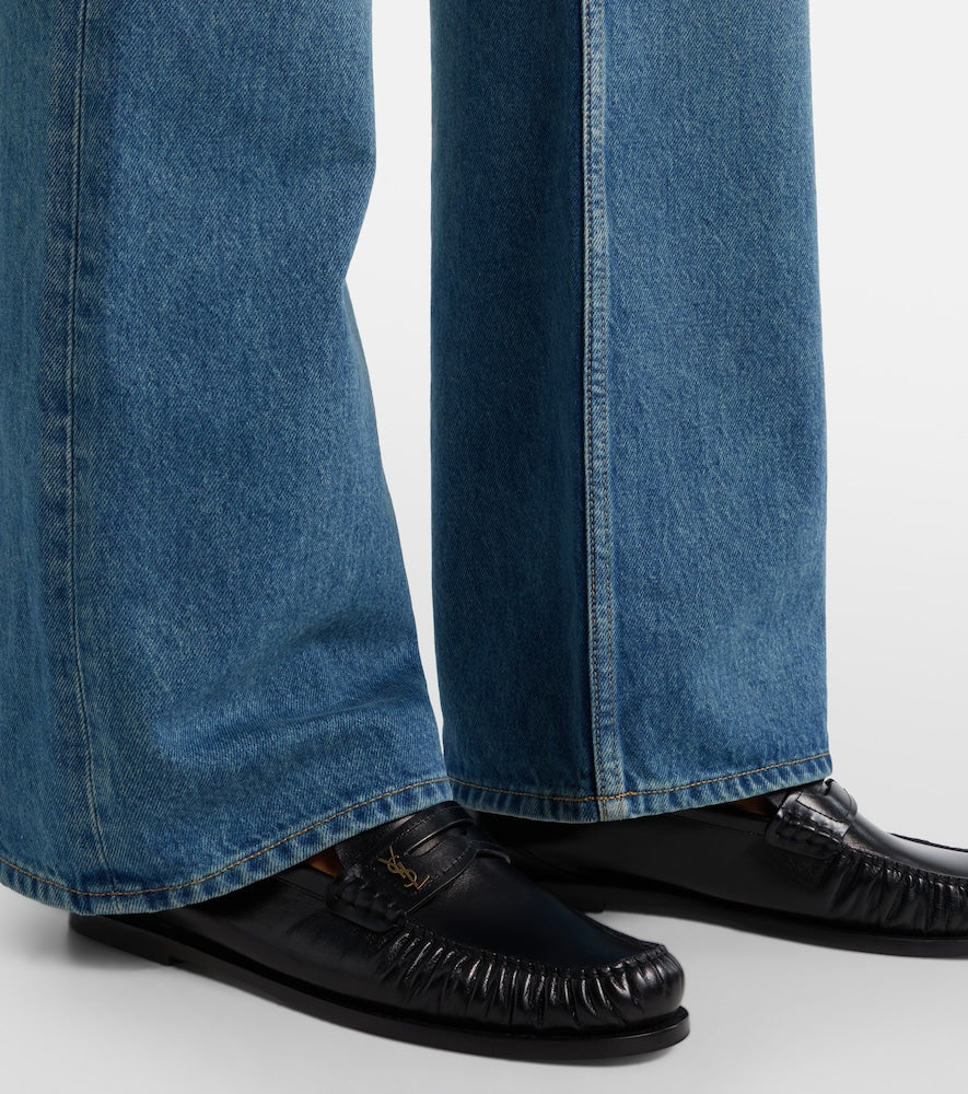 Black Saint Laurent Laurent leather penny loafers - Loafers