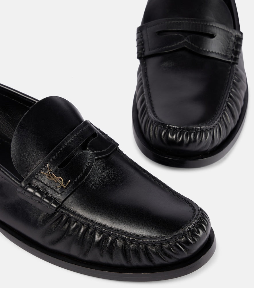 Black Saint Laurent Laurent leather penny loafers - Loafers