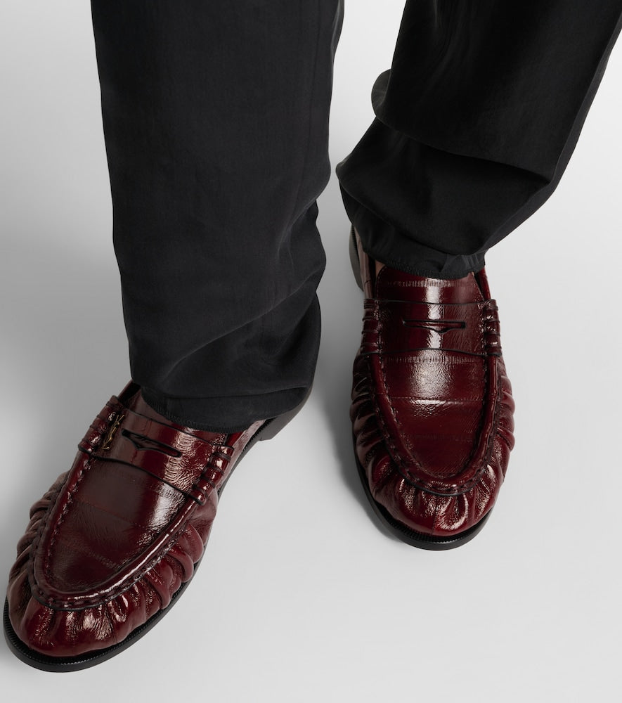 Saint Laurent Le Loafer eel leather penny loafers - Burgundy Loafers