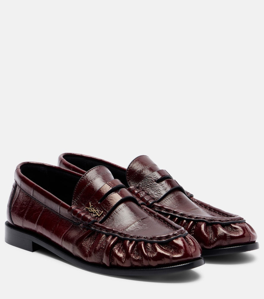 Saint Laurent Le Loafer eel leather penny loafers - Burgundy Loafers