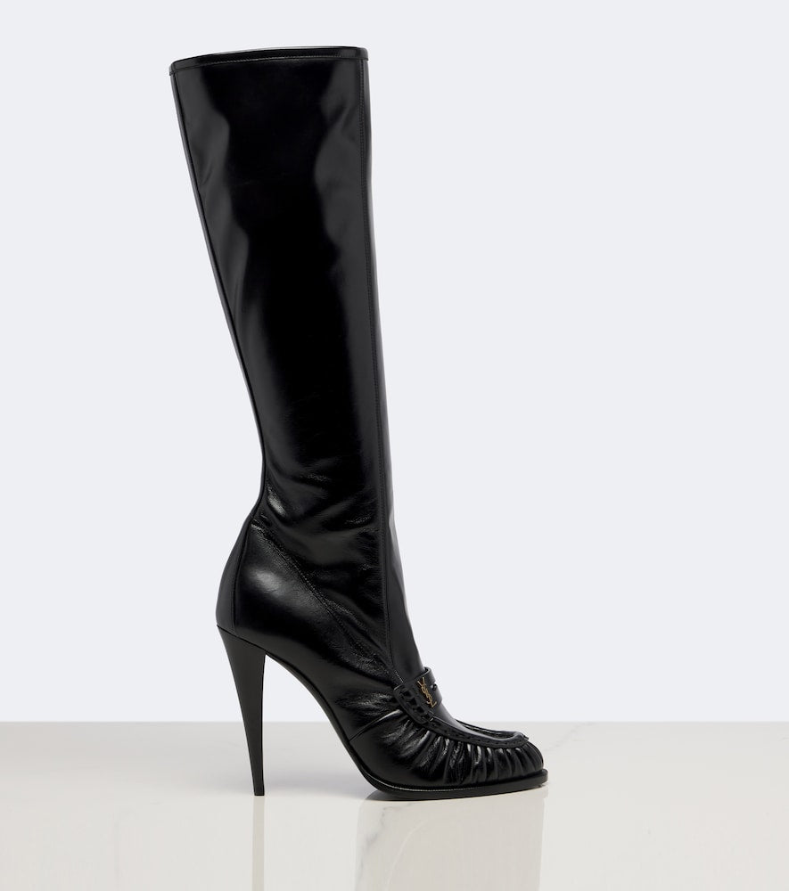 Saint Laurent Le Loafer leather knee-high boots - Black Knee-high Boots