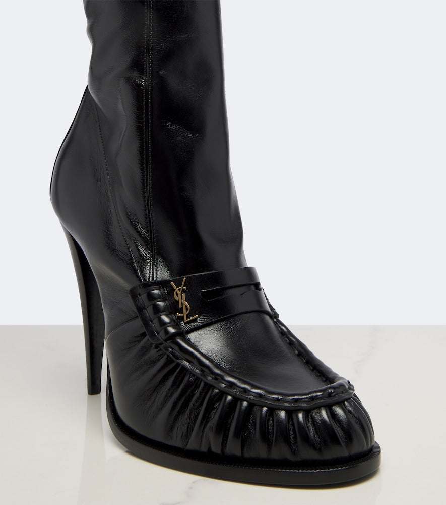 Saint Laurent Le Loafer leather knee-high boots - Black Knee-high Boots