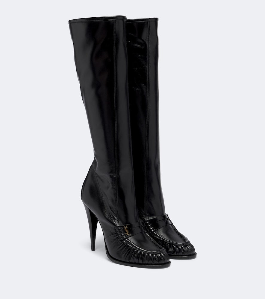 Saint Laurent Le Loafer leather knee-high boots - Black Knee-high Boots