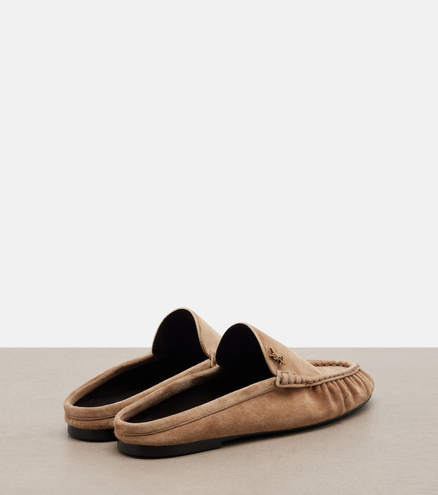 Beige Saint Laurent Le Loafer suede mules - Mules