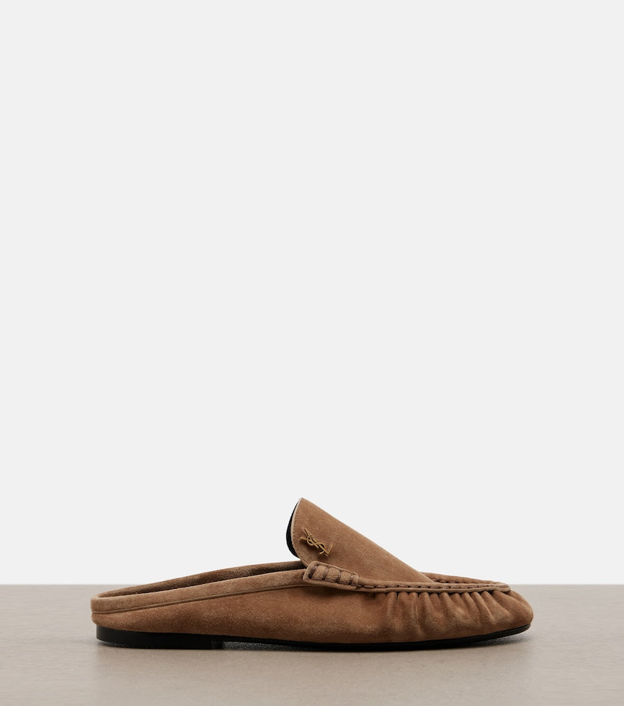 Beige Saint Laurent Le Loafer suede mules - Mules