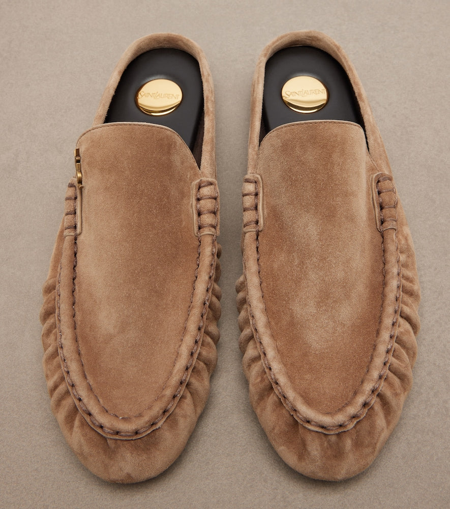 Beige Saint Laurent Le Loafer suede mules - Mules
