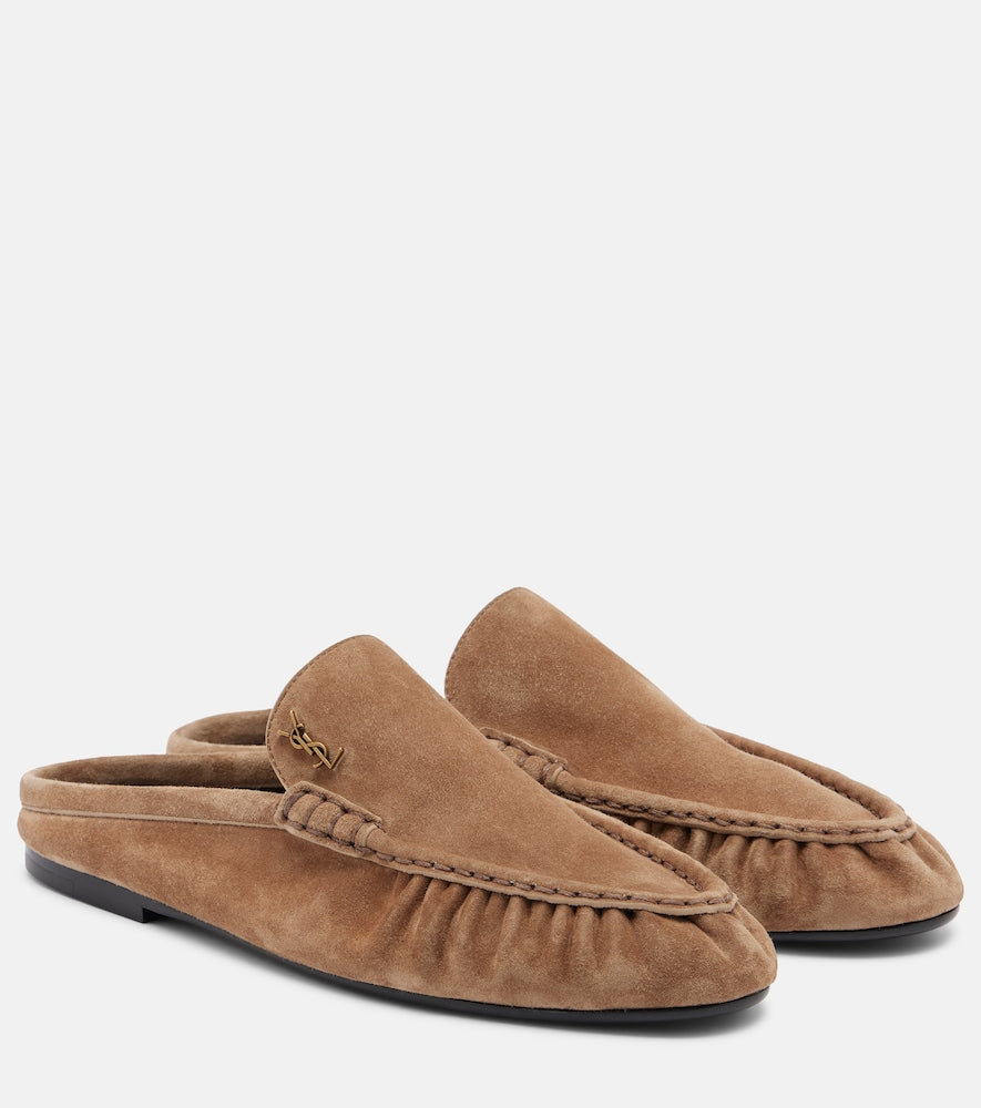 Beige Saint Laurent Le Loafer suede mules - Mules