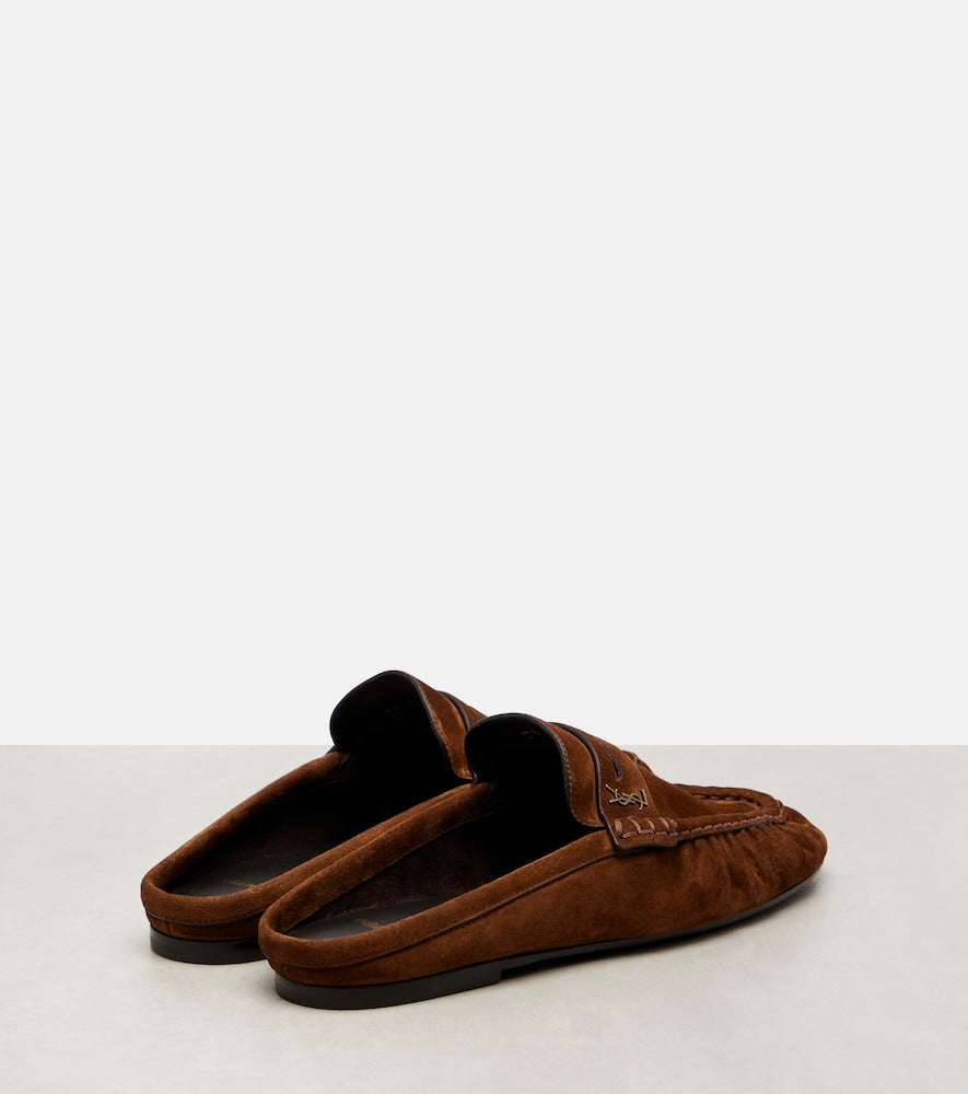 Saint Laurent Le Loafer suede mules in Brown - Mules