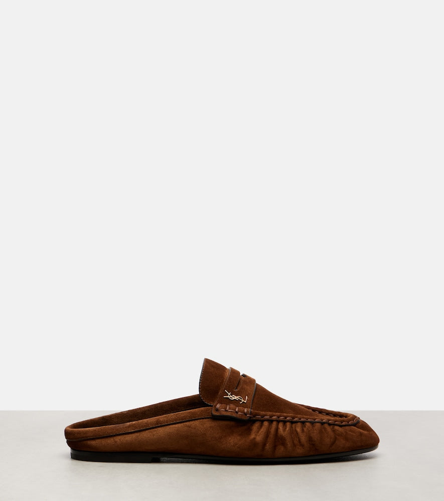 Saint Laurent Le Loafer suede mules in Brown - Mules