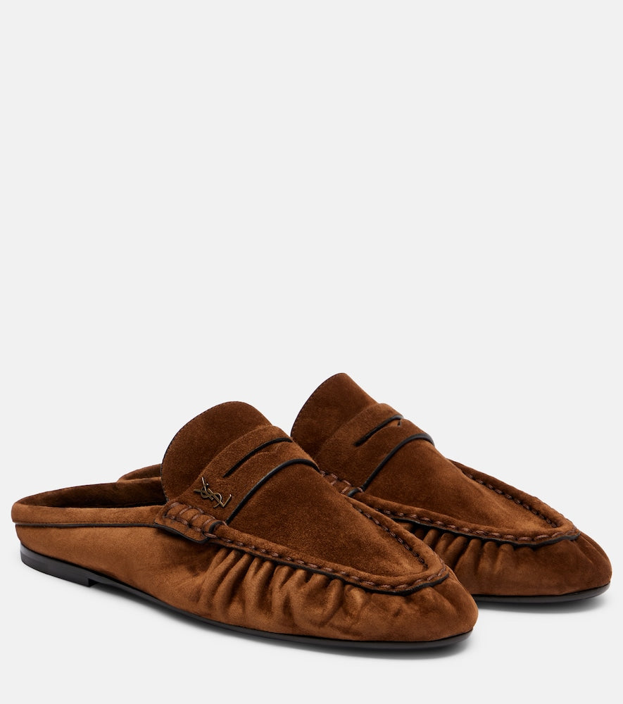 Saint Laurent Le Loafer suede mules in Brown - Mules