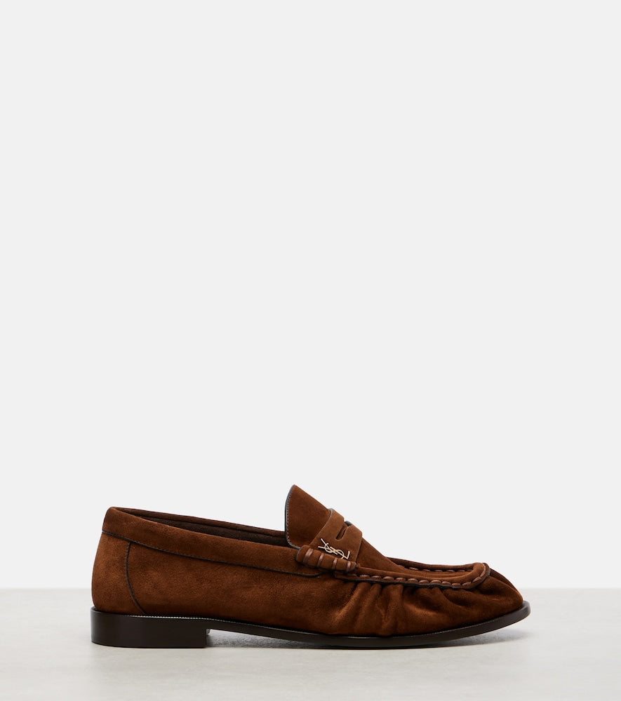 Brown Saint Laurent Le Loafer suede penny loafers - Loafers