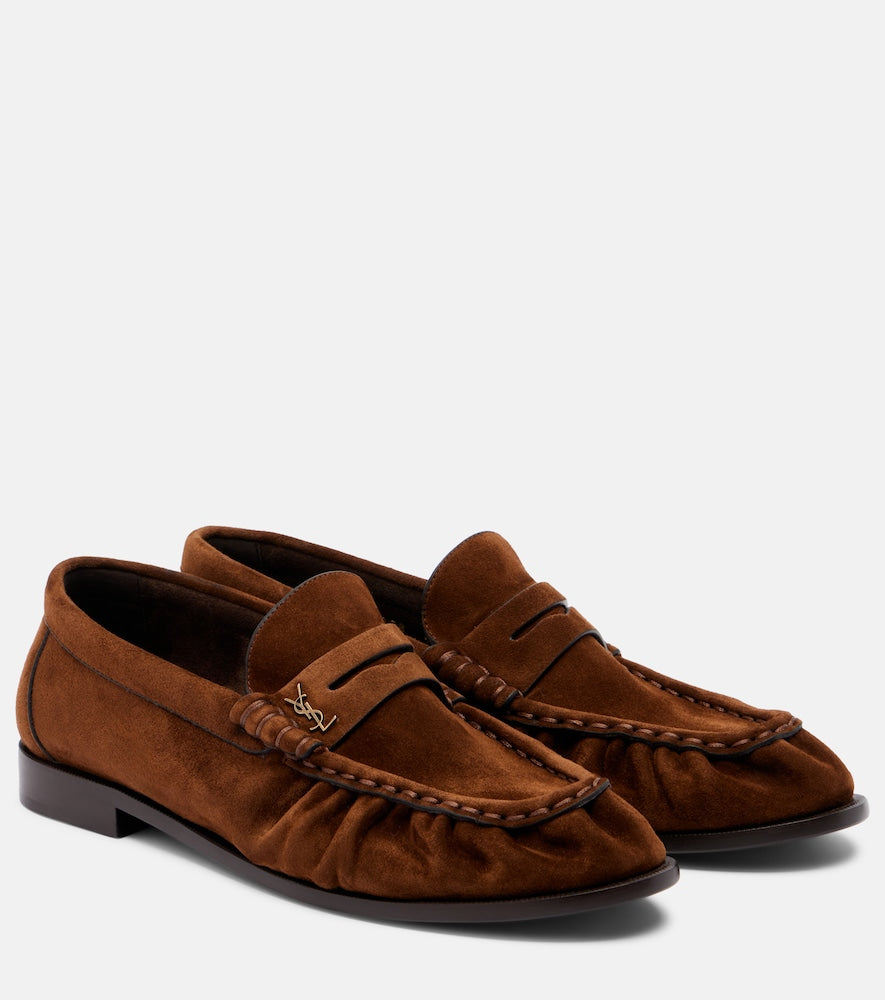 Brown Saint Laurent Le Loafer suede penny loafers - Loafers