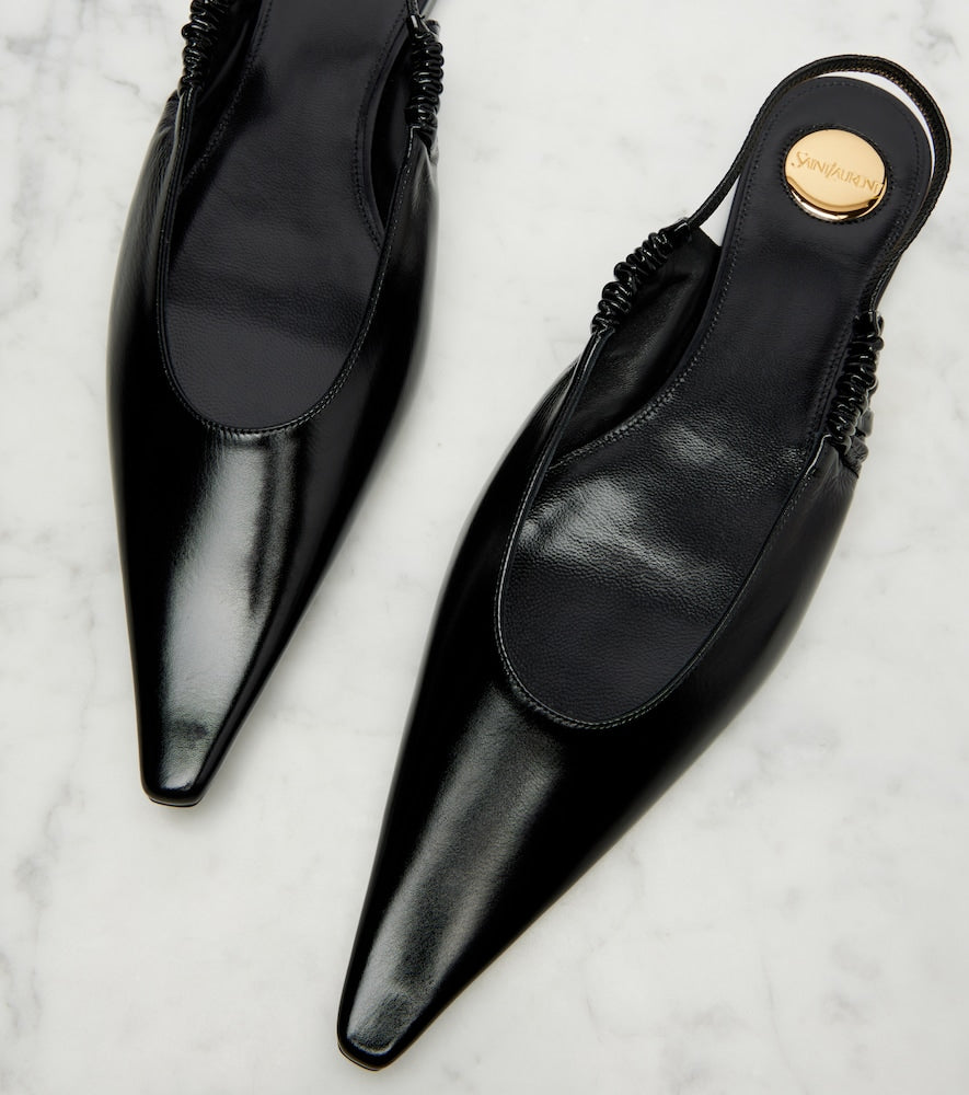Saint Laurent Leather slingback flats in Black - Ballerina Flats