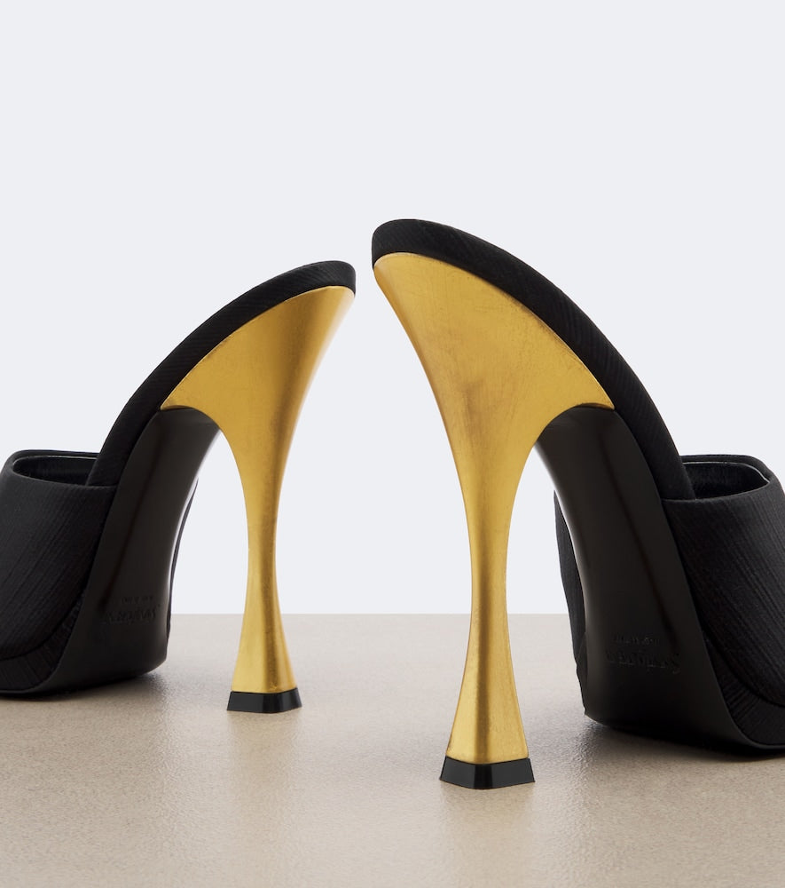 Black Saint Laurent Leon satin mules - Heeled Sandals