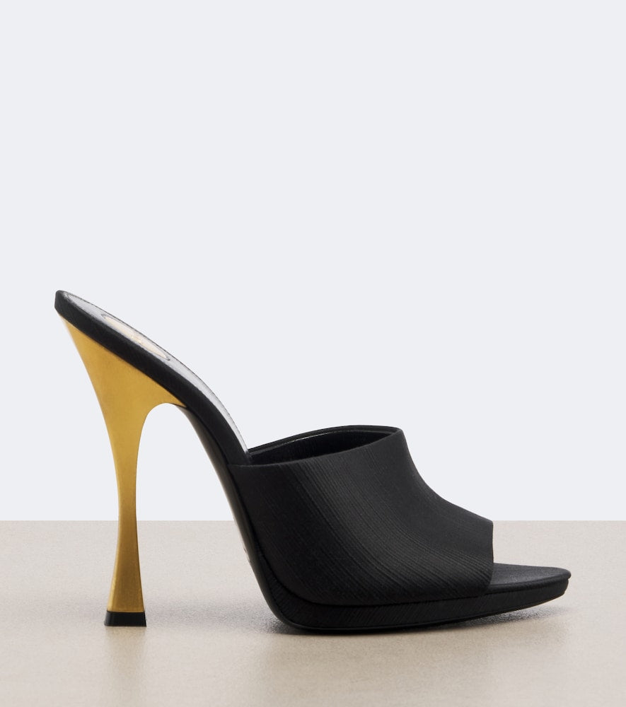 Black Saint Laurent Leon satin mules - Heeled Sandals