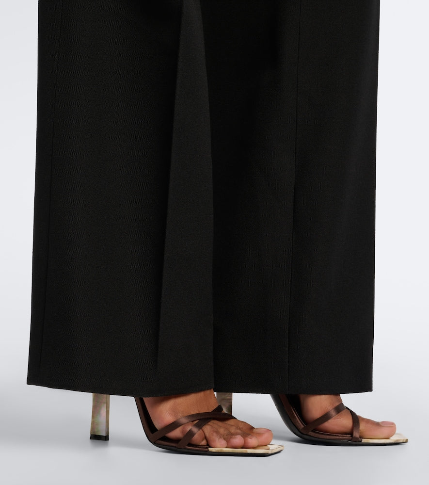 Brown Saint Laurent Lutetia satin and mother-of-pearl sandals - High Heels