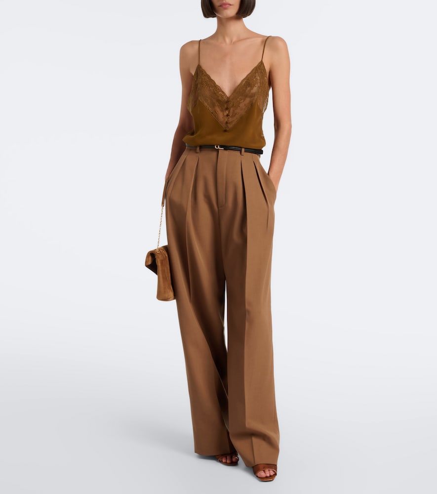 Saint Laurent Sip patent leather-trimmed mesh mules in Brown - Mid Heel Sandals