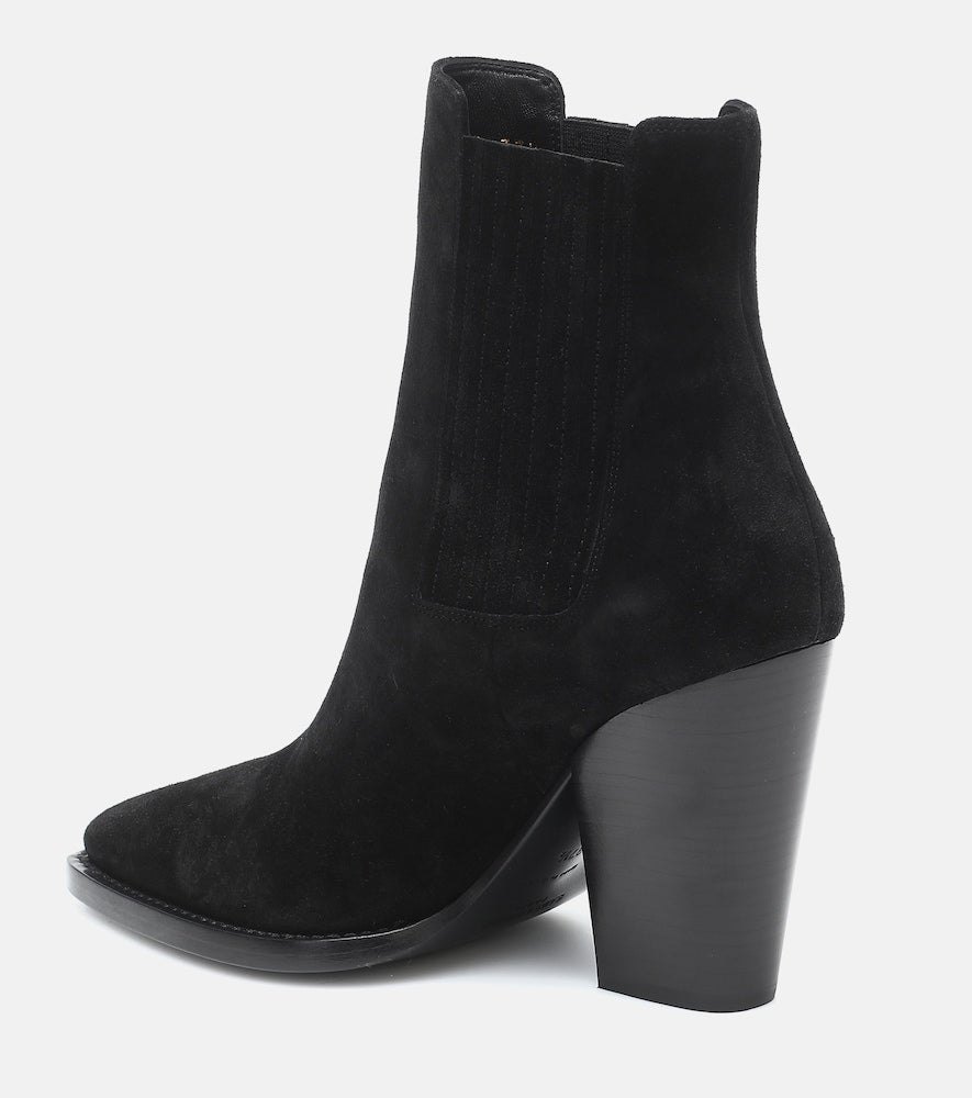 Black Saint Laurent Theo 95 suede ankle boots - Mid Heel Boots