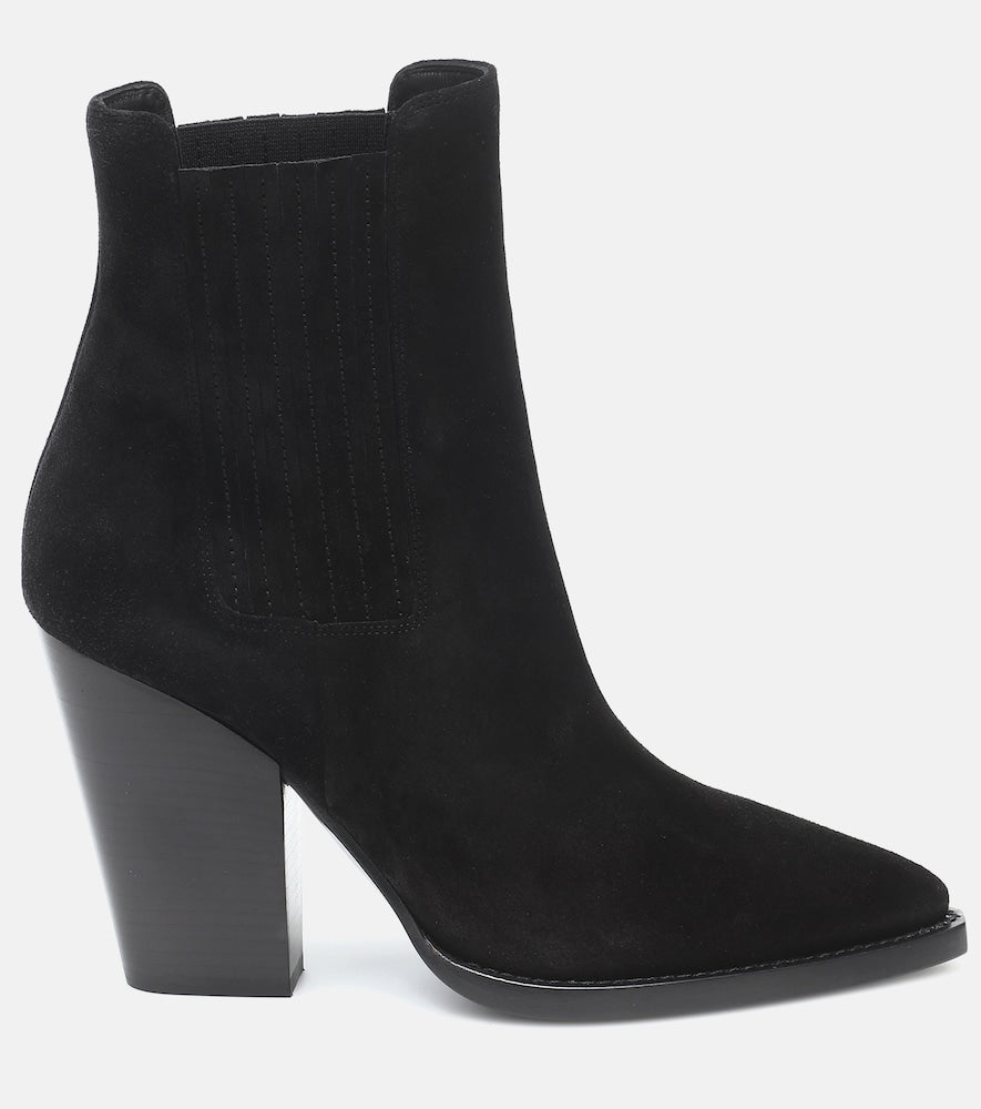 Black Saint Laurent Theo 95 suede ankle boots - Mid Heel Boots
