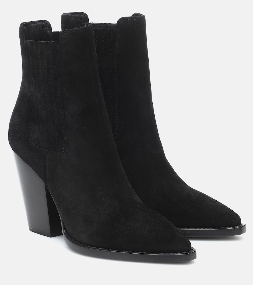 Black Saint Laurent Theo 95 suede ankle boots - Mid Heel Boots