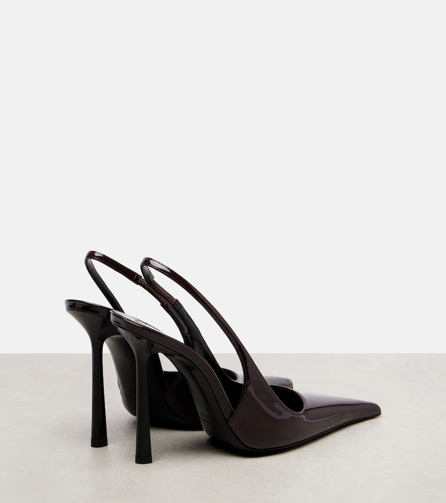 Brown Saint Laurent Vendome patent leather slingback pumps - High-Heel Pumps