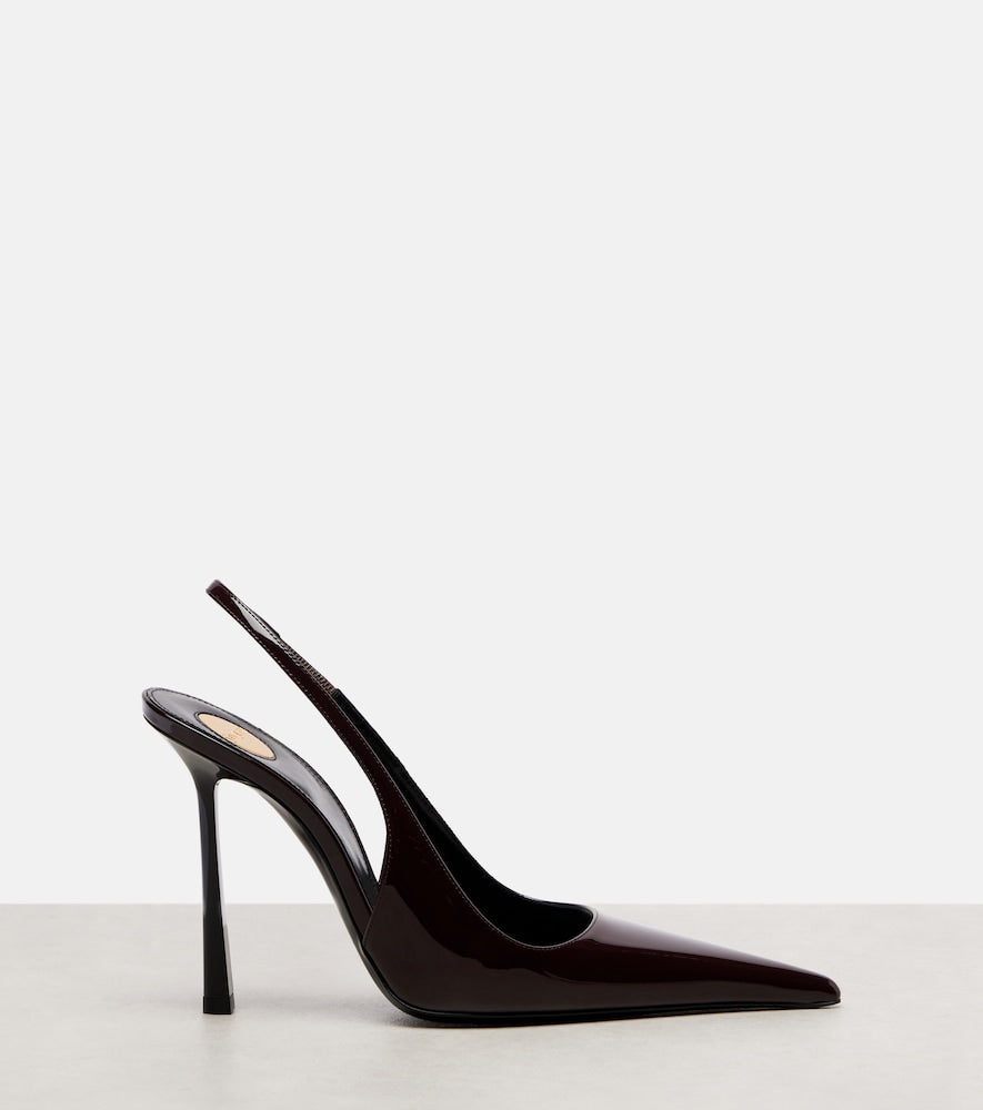 Brown Saint Laurent Vendome patent leather slingback pumps - High-Heel Pumps