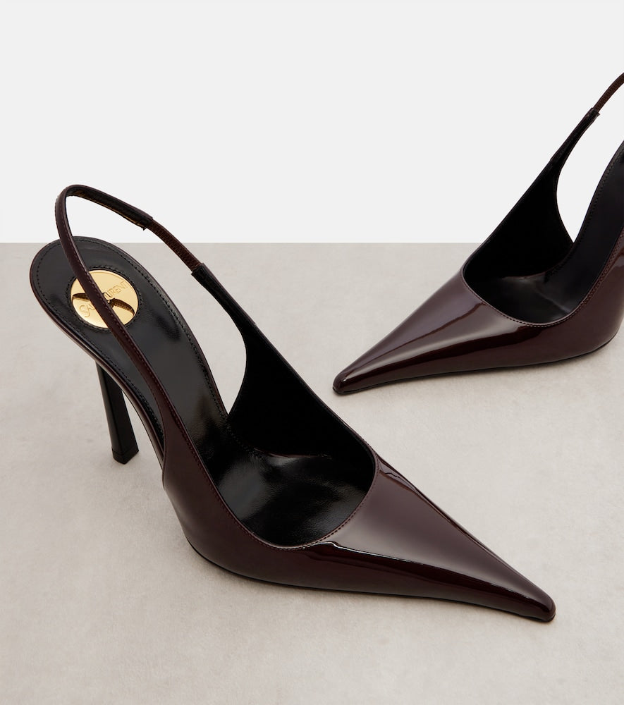 Brown Saint Laurent Vendome patent leather slingback pumps - High-Heel Pumps