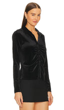 Sanctuary Dreamgirl Velvet Button Up in Black