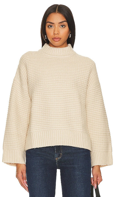 Sanctuary Waffle Knit Sweater in Ivory - Pull en tricot gaufré Sanctuary en ivoire - Sanctuary 象牙色华夫格针织毛衣 - Sanctuary Waffelstrickpullover in Elfenbein - Sanctuary 와플 니트 스웨터 아이보리 색상 - Maglione in maglia a nido d'ape Sanctuary in avorio