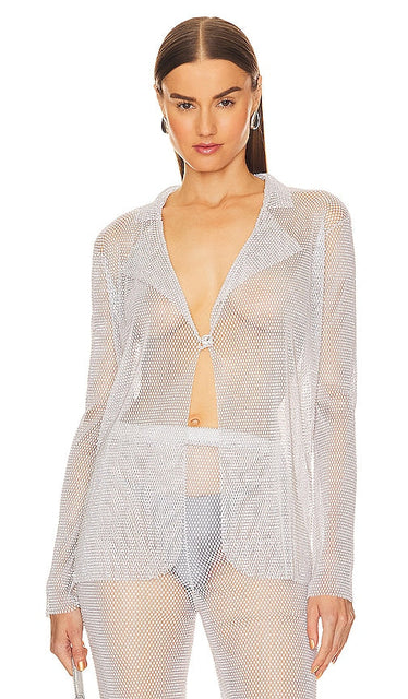 Santa Brands Shirt Jacket With A Button in White - Santa Brands - Veste chemise avec bouton en blanc - Santa Brands 白色纽扣衬衫夹克 - Santa Brands Hemdjacke mit Knopf in Weiß - Santa Brands 버튼 셔츠 자켓 화이트 색상 - Giacca camicia Santa Brands con bottone in bianco