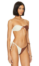 Saudade White Moca Bandeau Top in White,Brown