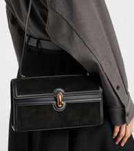 Savette Symmetry 26 leather-trimmed suede shoulder bag