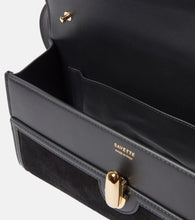 Savette Symmetry 26 leather-trimmed suede shoulder bag