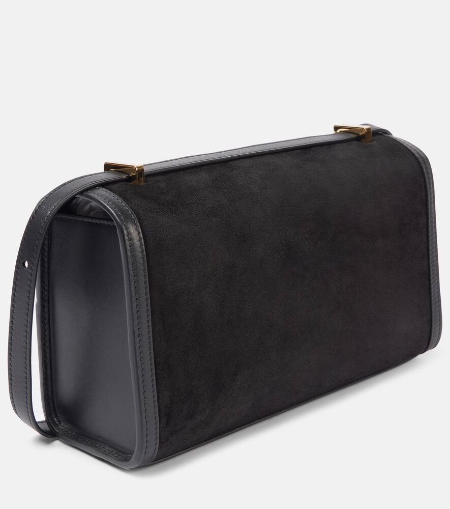 Savette Symmetry 26 leather-trimmed suede shoulder bag